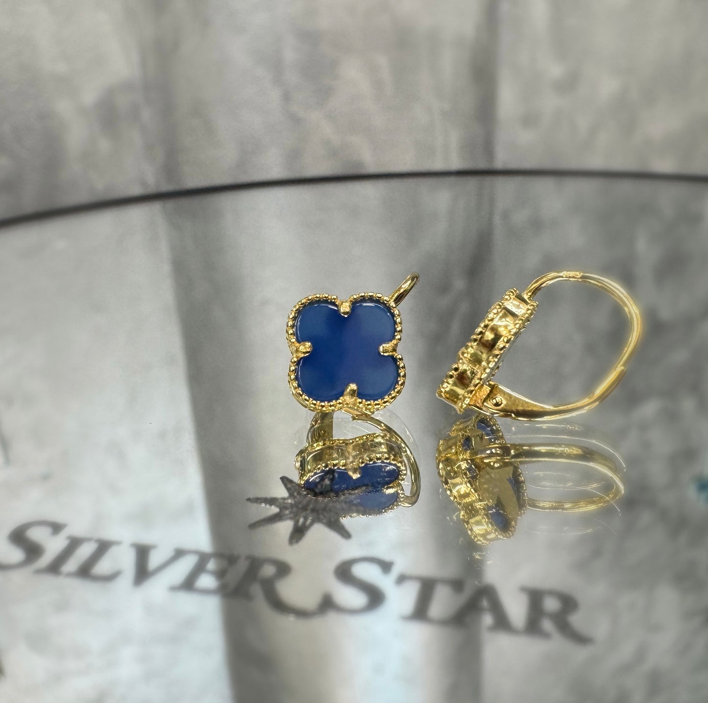 Srebrne naušnice CLOVER sa pozlatom - Silver Star