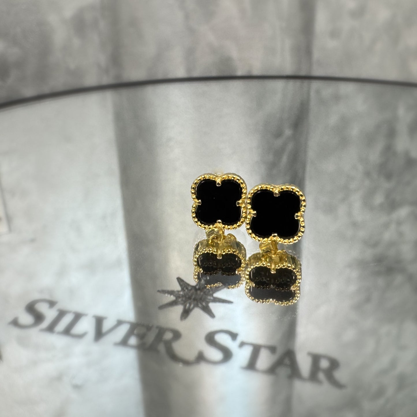 Srebrne naušnice CLOVER sa pozlatom - Silver Star