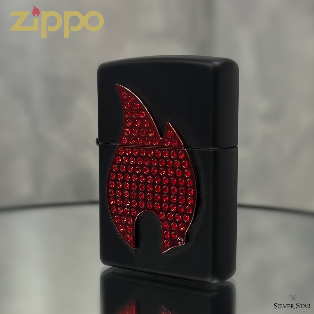 Zippo original upaljač BLACK MATTE RED FLAME