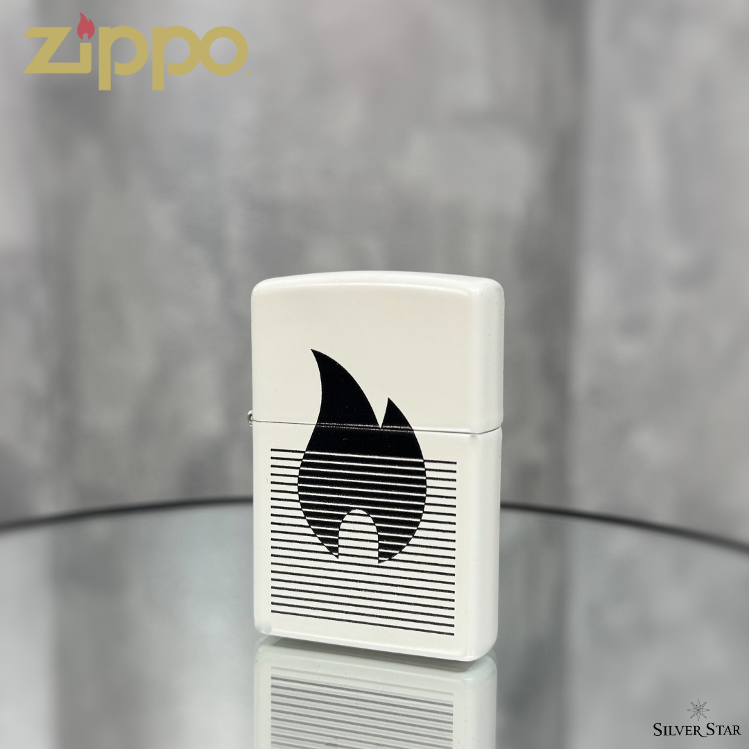Zippo original upaljač mat bijeli sa ZIPPO vatrom