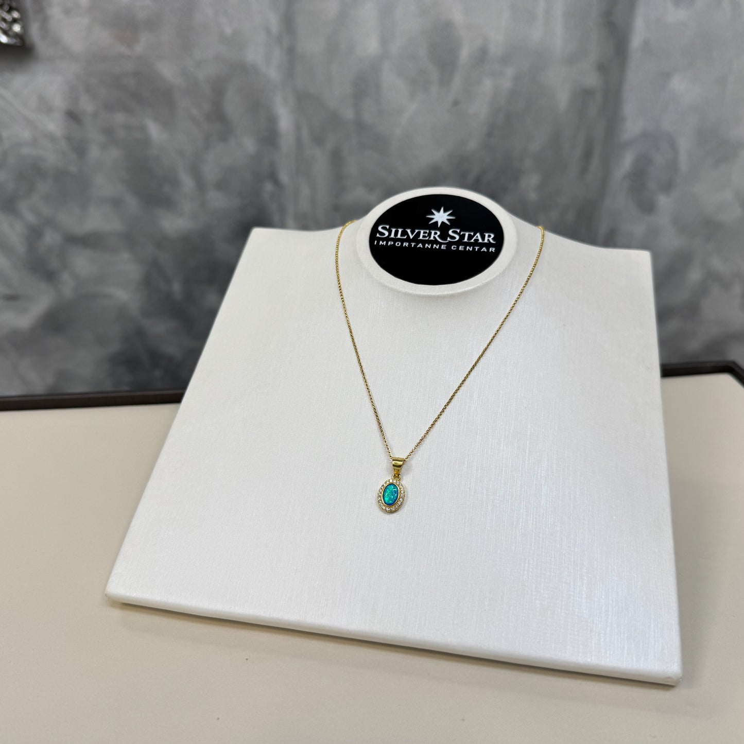 Srebrni lančić sa privjeskom plavi opal - Silver Star