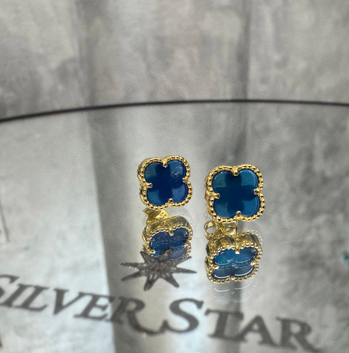 Srebrne naušnice CLOVER sa pozlatom - Silver Star