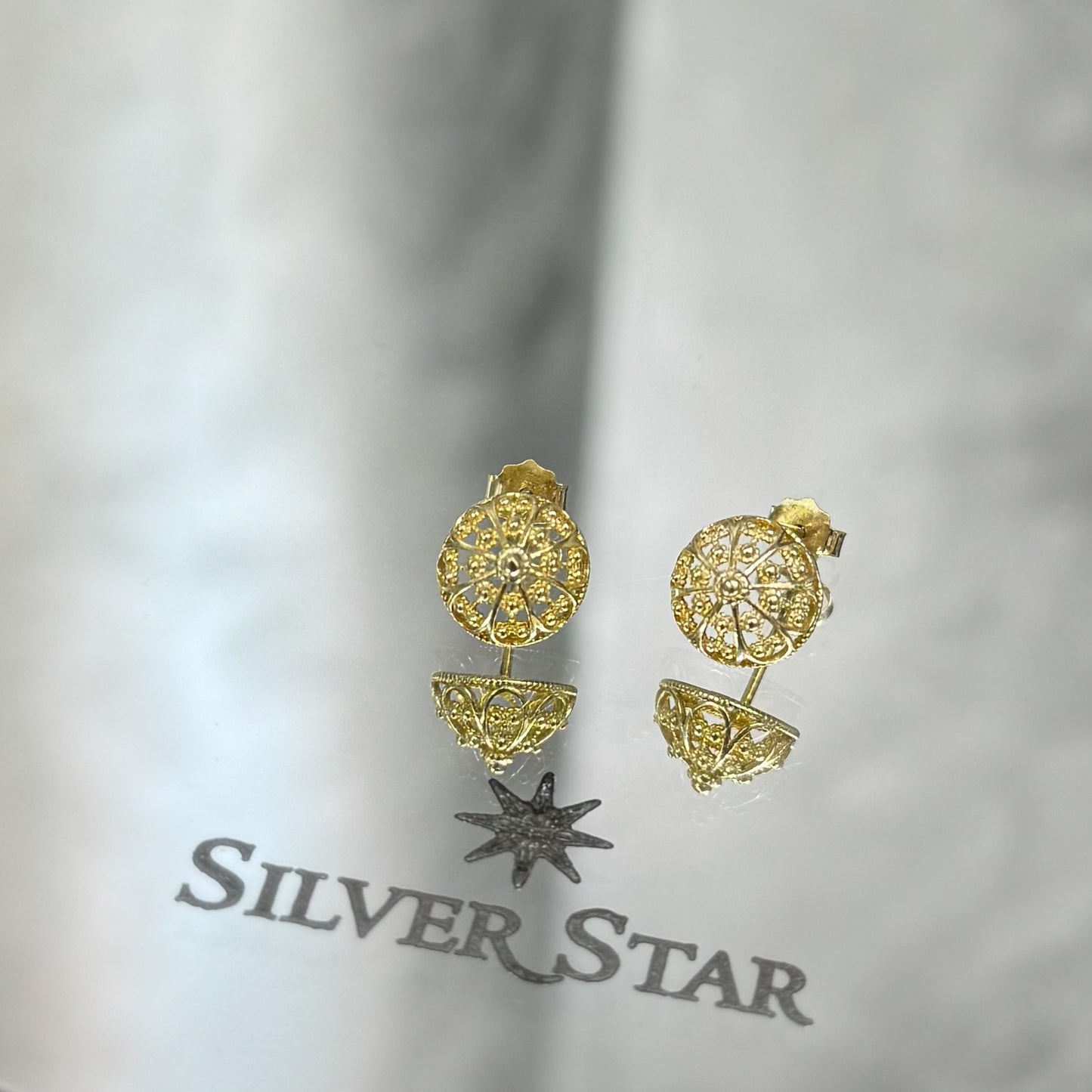 Srebrne naušnice BOTUNI sa pozlatom - Silver Star