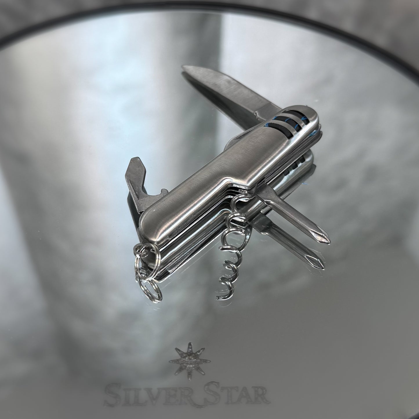 Pljoska set CROATIA sa džepnim nožićem i lulom - Silver Star