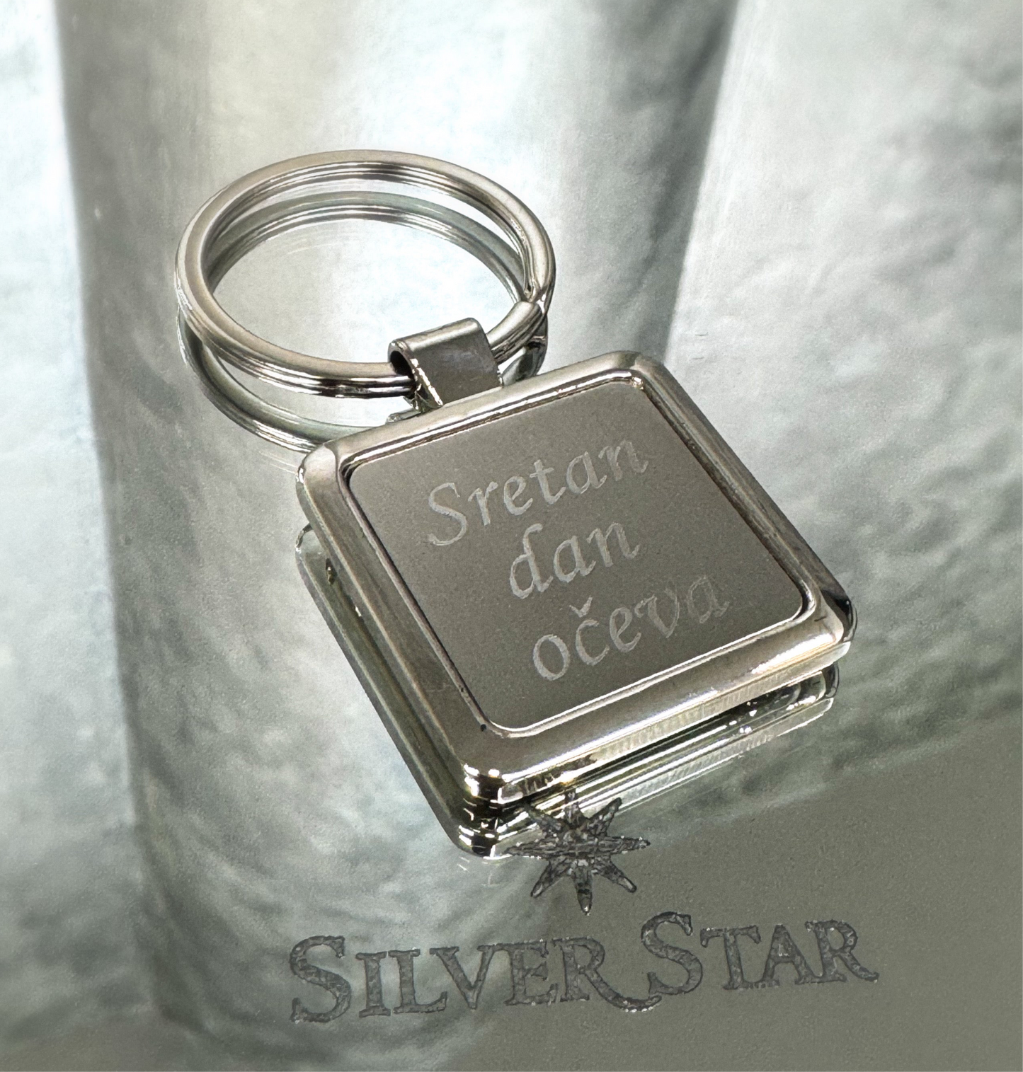 Privjesak za ključeve sa graviranjem - Silver Star