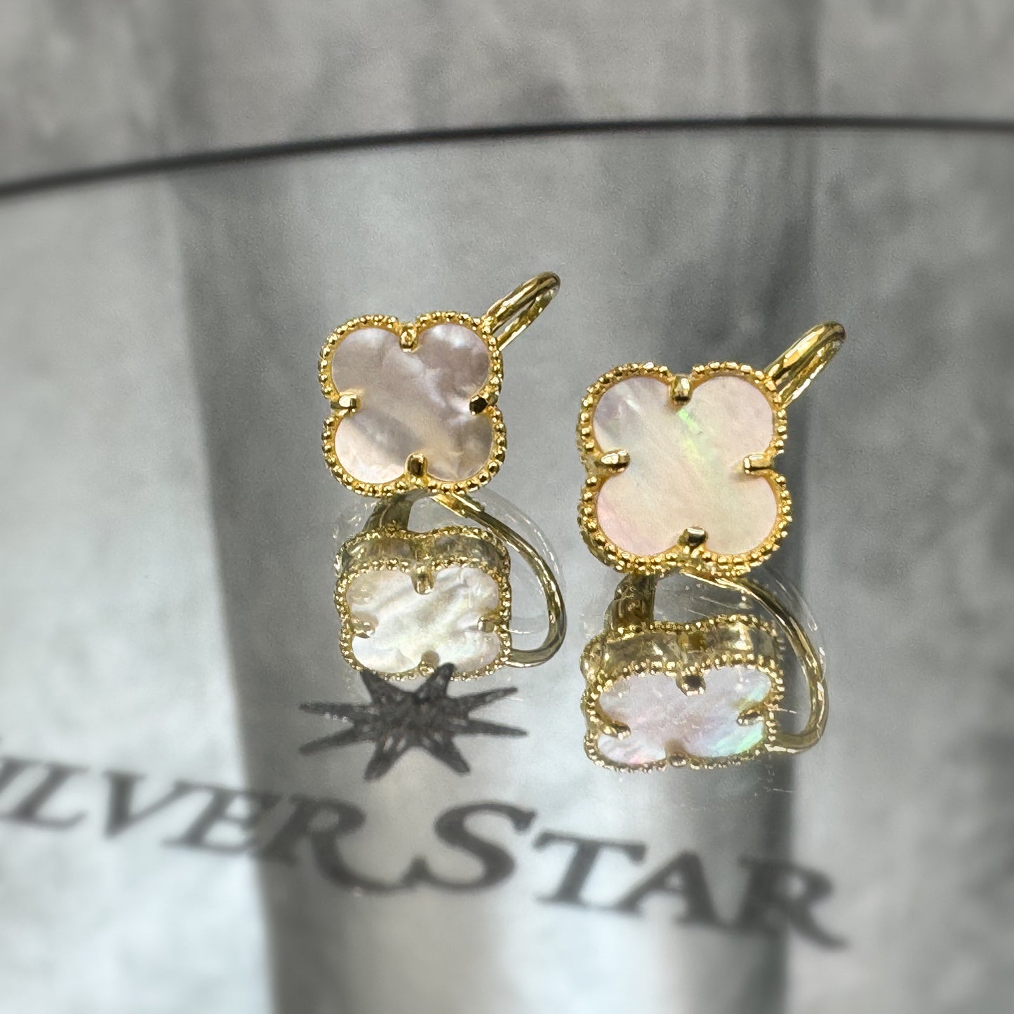 Srebrne naušnice CLOVER sa pozlatom - Silver Star