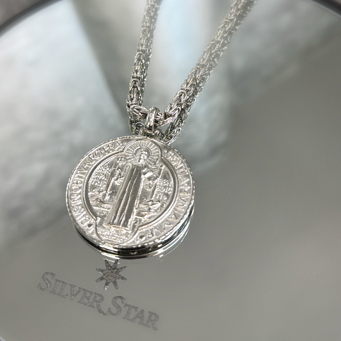 Srebrni lanac kraljevski vez i medaljon Sveti Benedikt - Silver Star