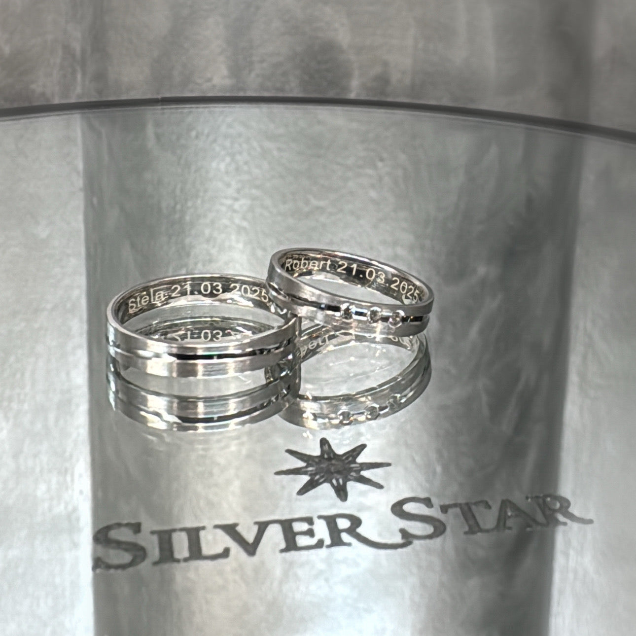 Srebrno vjenčano prstenje sa graviranjem - Silver Star