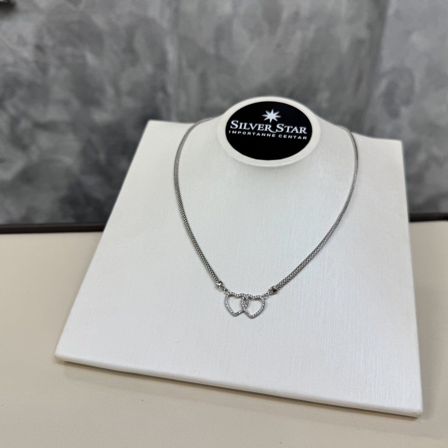 Srebrna ogrlica CALZA srce u srcu - Silver Star