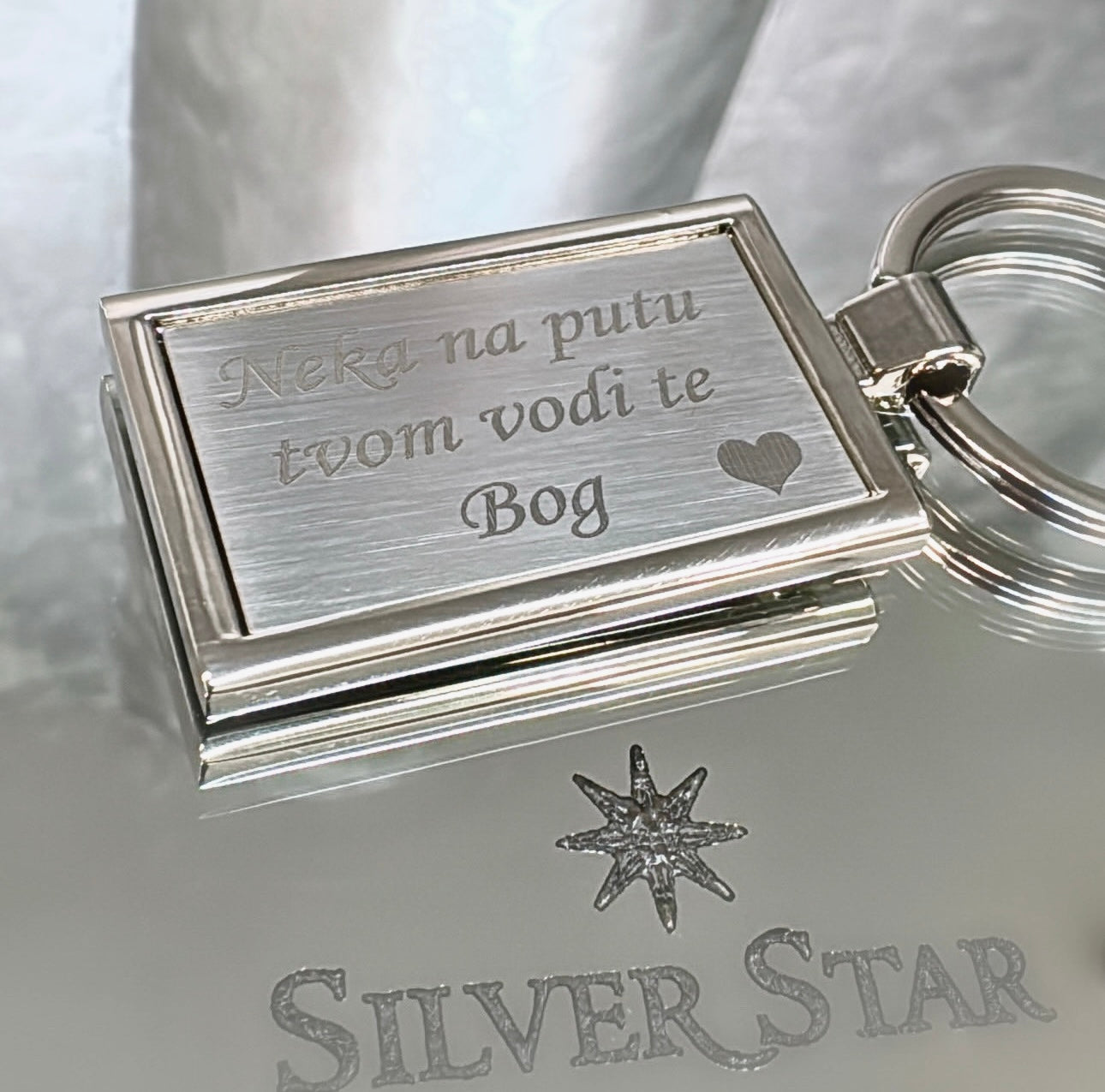 Privjesak za ključeve sa graviranjem - Silver Star