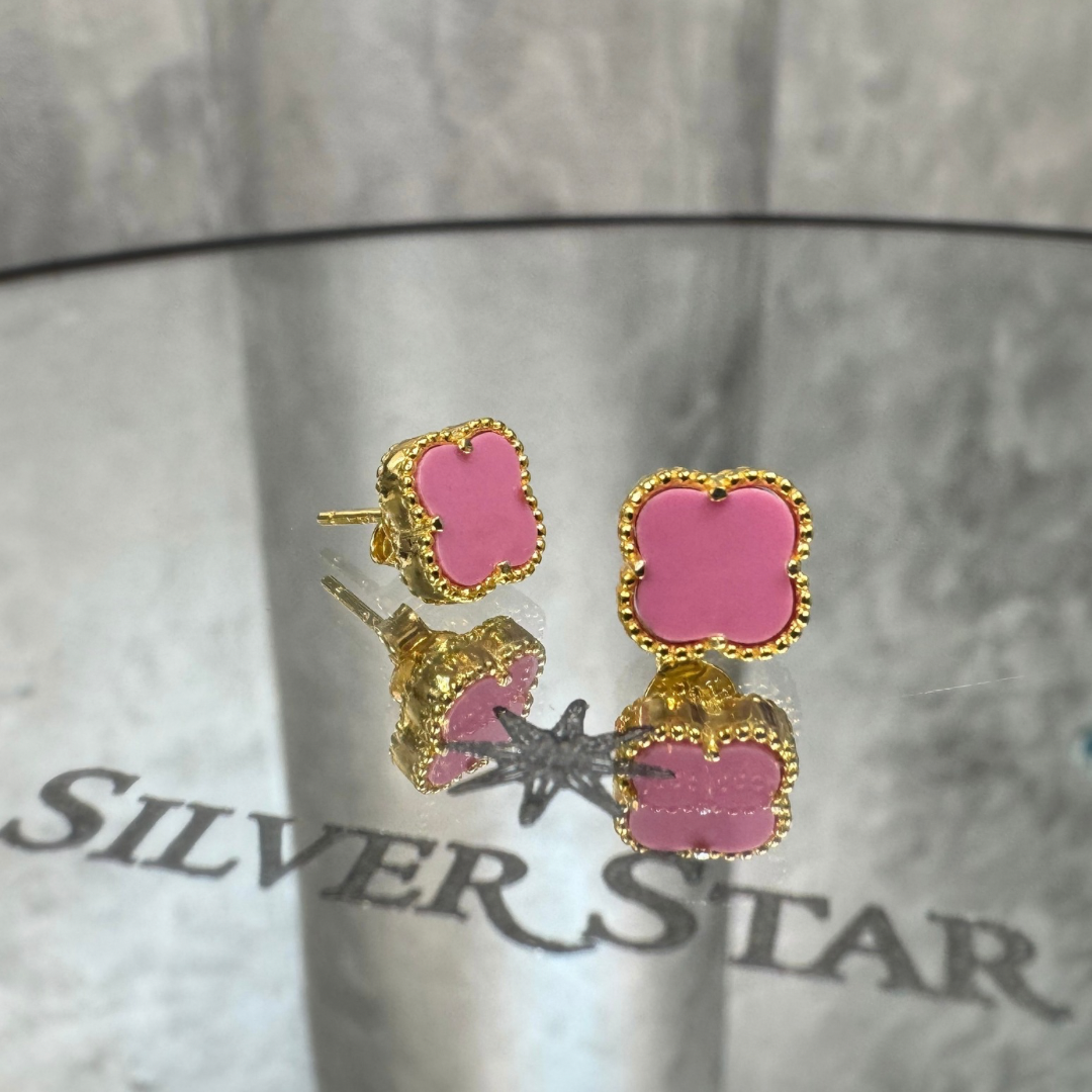 Srebrne naušnice CLOVER sa pozlatom - Silver Star