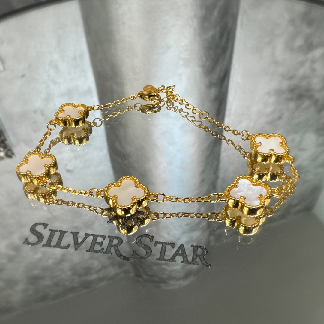 Srebrna narukvica CLOVER sa pet djetelina u nizu - Silver Star