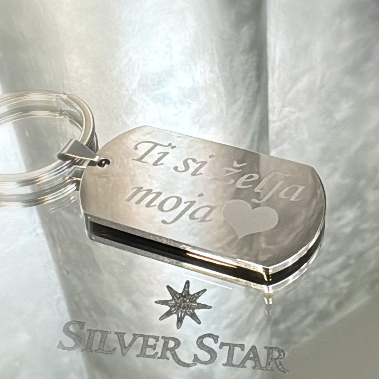 Privjesak za ključeve sa graviranjem - Silver Star