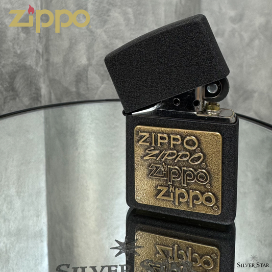 Zippo original upaljač BLACK CRACKLE SIGNED - Silver Star
