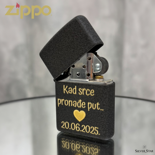 Zippo original upaljač Black Crackle - Silver Star