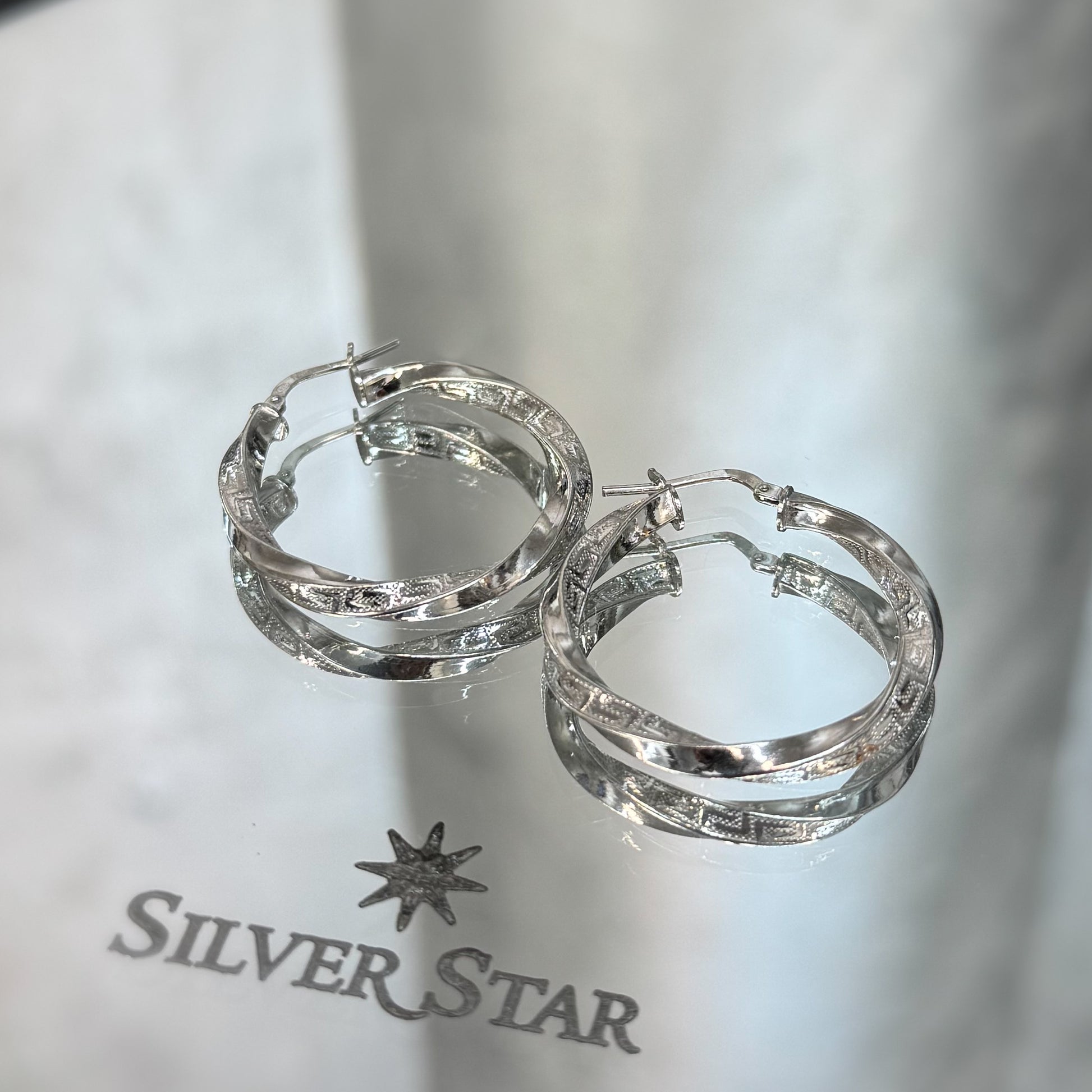 Srebrne naušnice ringovi - Silver Star