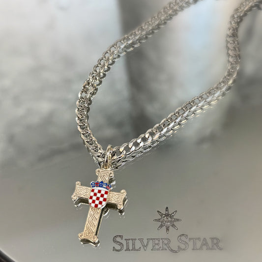 Srebrni lanac sa privjeskom pleter Hrvatski grb
