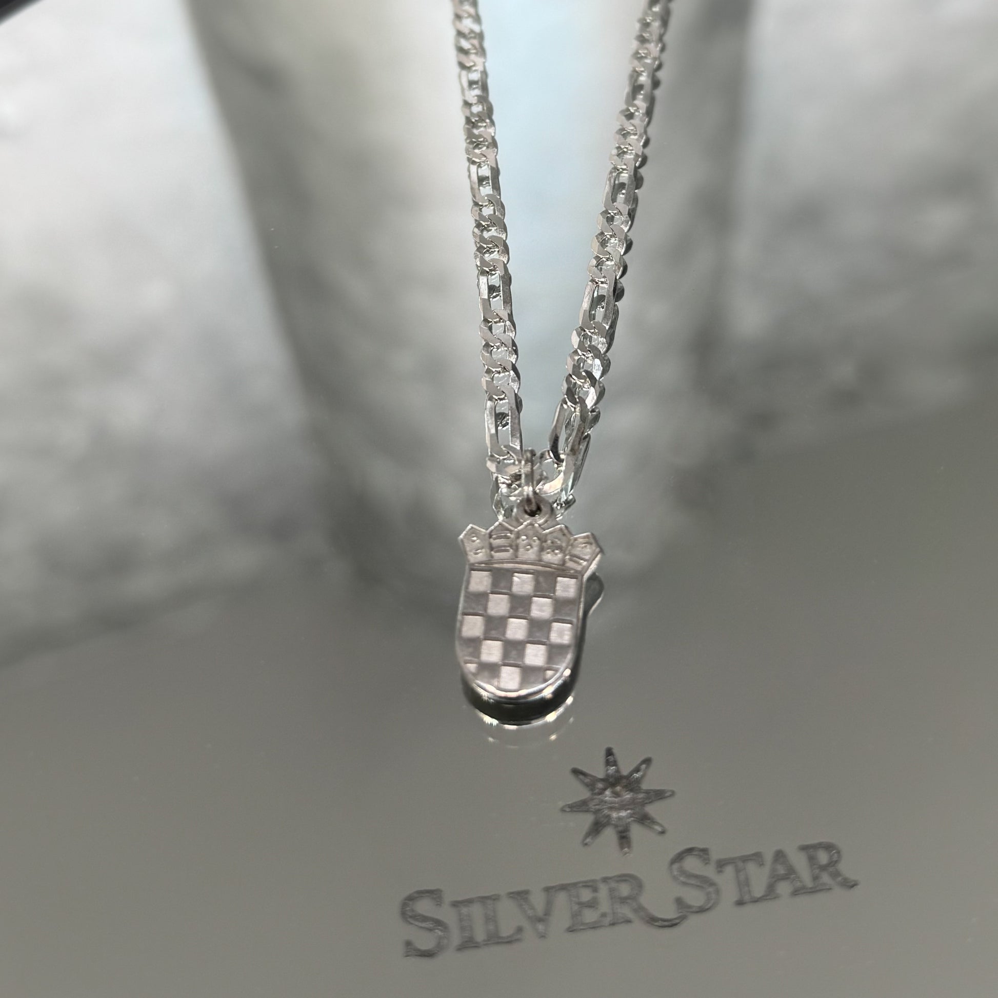 Srebrni lančić sa privjeskom Hrvatski grb - Silver Star
