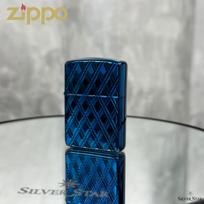 Zippo original upaljač ARMOUR CASE BLUE DIAMOND DESIGN - Silver Star