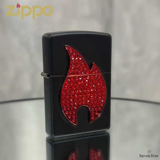 Zippo original upaljač BLACK MATTE RED FLAME