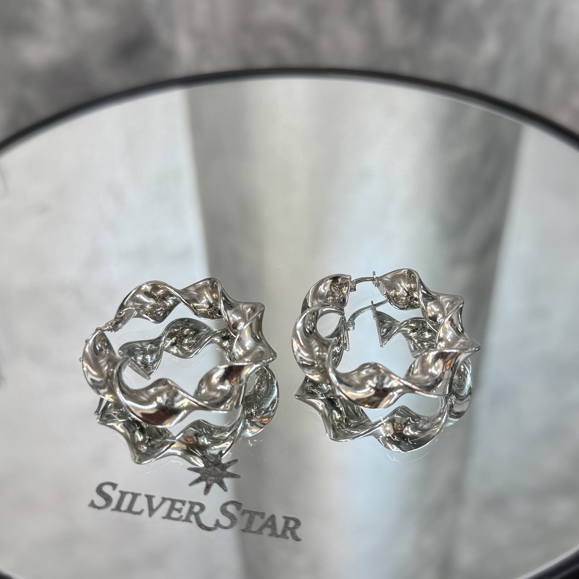 Srebrne naušnice ringovi - Silver Star