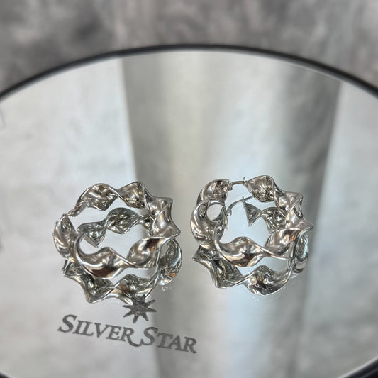 Srebrne naušnice ringovi - Silver Star