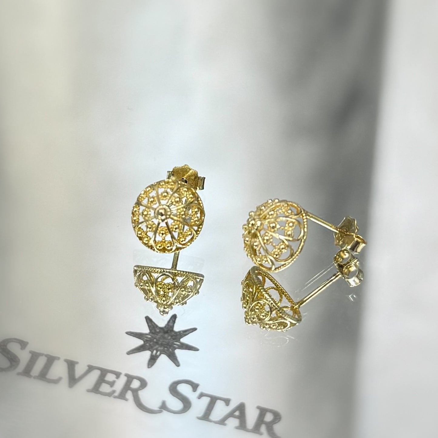 Srebrne naušnice BOTUNI sa pozlatom - Silver Star