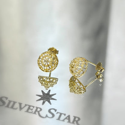 Srebrne naušnice BOTUNI sa pozlatom - Silver Star