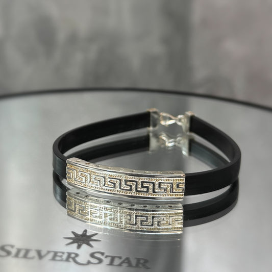 Srebrna narukvica 925 sa kaučukom - Silver Star