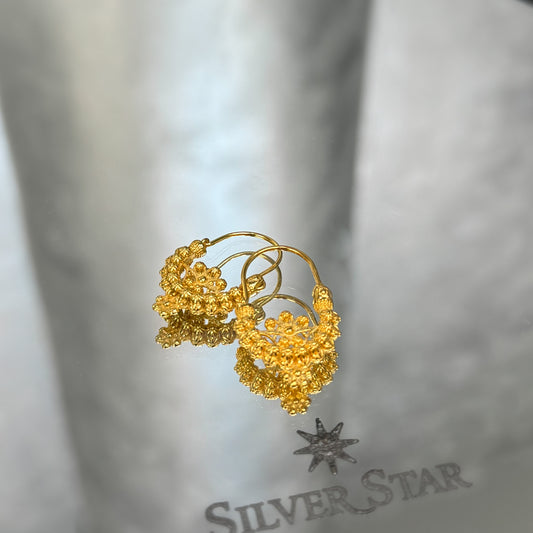 Srebrne splitske košarice naušnice 925 sa pozlatom - Silver Star