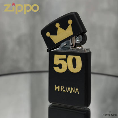 Zippo original upaljač mat crni SLIM - Silver Star
