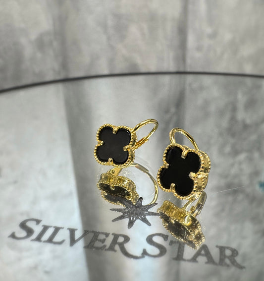 Srebrne naušnice CLOVER sa pozlatom - Silver Star