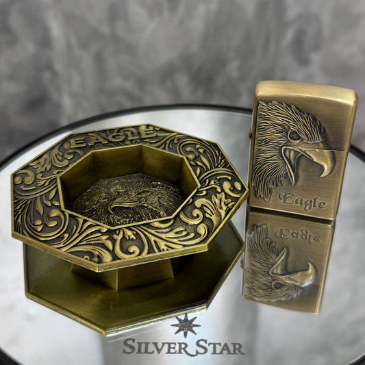 Set upaljač, pepeljara, kemijska olovka i privjesak za ključeve EAGLE - Silver Star