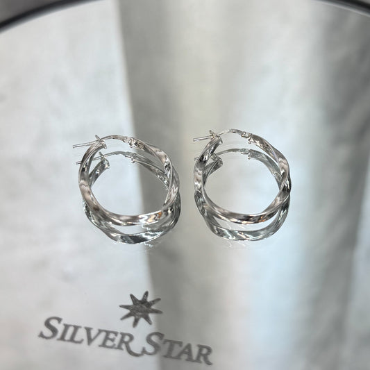 Srebrne naušnice ringovi ovalni - Silver Star