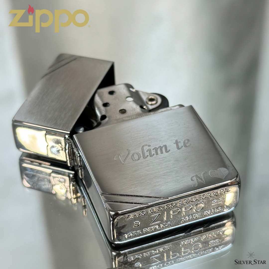 Zippo original upaljač 1935 REPLICA with SLASHES - Silver Star