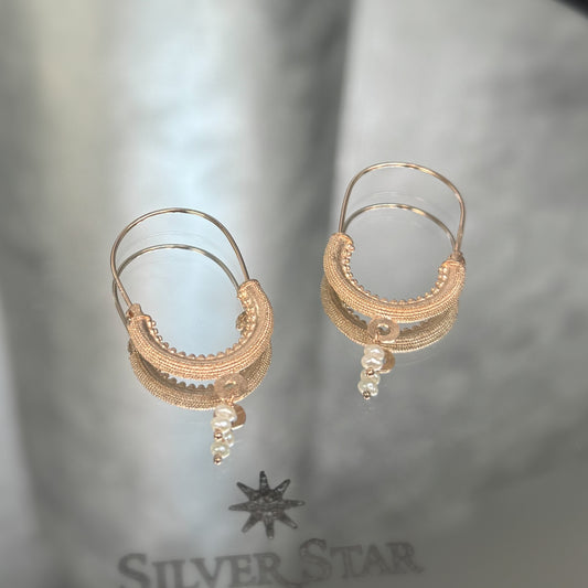 Srebrne konavoske naušnice sa rose gold pozlatom - Silver Star