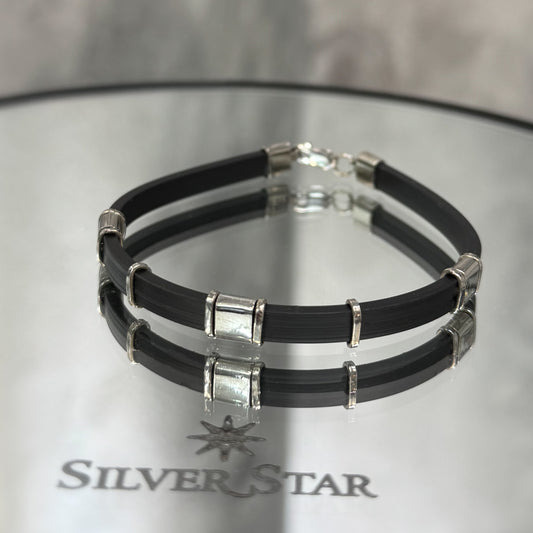 Srebrna narukvica 925 sa kaučukom - Silver Star