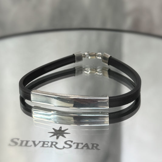 Srebrna narukvica 925 sa kaučukom - Silver Star