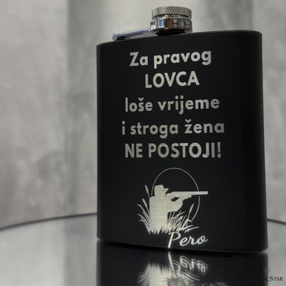 Crna pljoska sa graviranjem - Silver Star