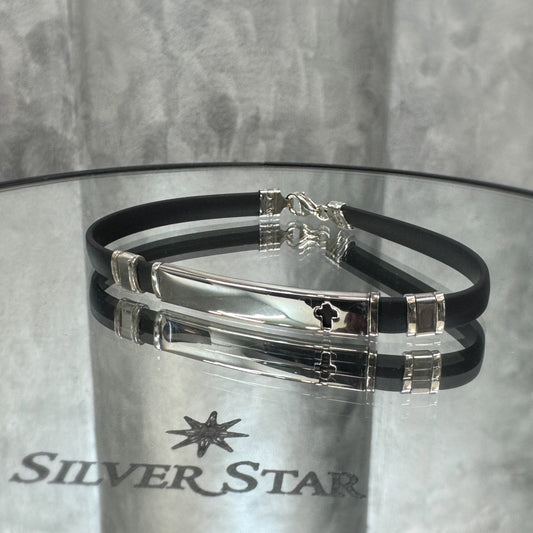 Srebrna narukvica sa kaučukom 925 - Silver Star