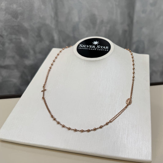 Srebrna ogrlica krunica sa rose gold pozlatom