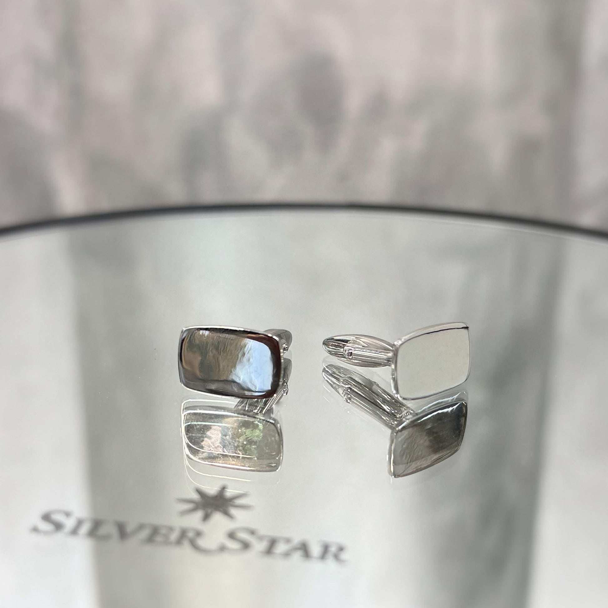 Srebrne manžete za košulju dostupne u više oblika - Silver Star